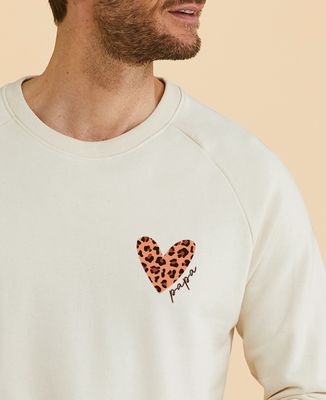 Sweatshirt homme Coeur léopard papa personnalisé - Cadeaux Papa