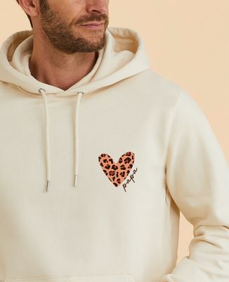 Hoodie homme Coeur léopard papa personnalisé - Cadeaux Papa