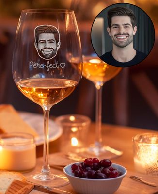 Verre à vin Père-fect et visage gravé - Cadeaux Papa, Apéro, Mariage