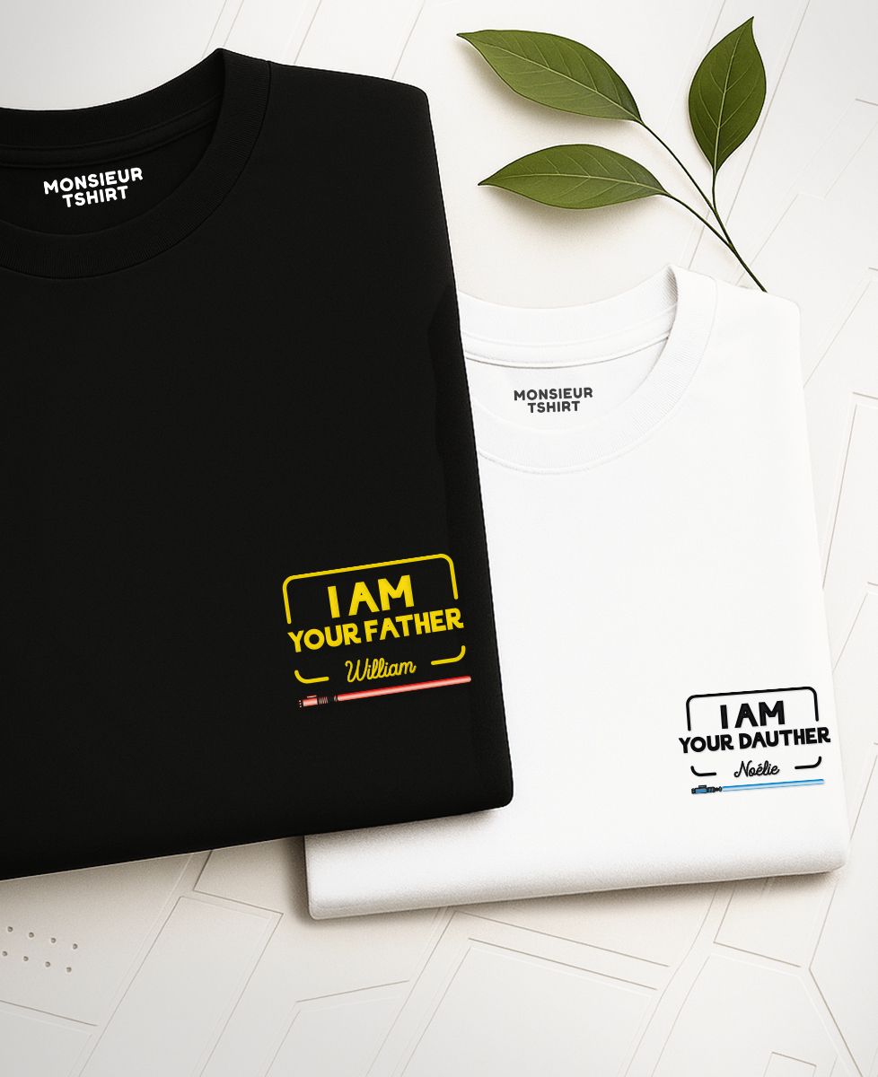Box Duo of men's and children's I am your father/I am your daughter T-shirts - Gifts for Dad