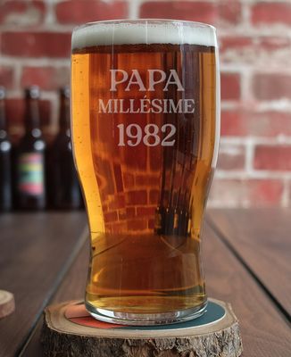 Verre à bière Papa millésime gravé personnalisé - Apéro, Mariage