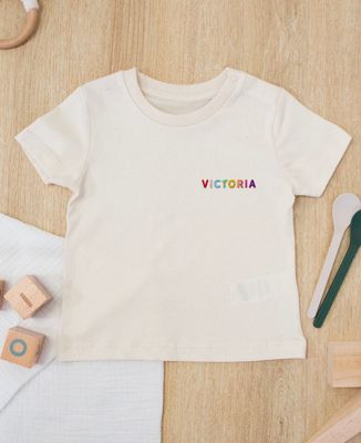 Baby T-Shirt Multicolored embroidered first name - Gifts for Dad, Mom's gifts