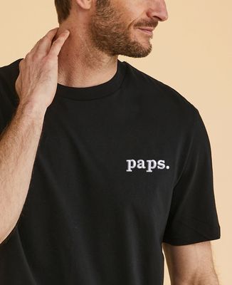T-shirt homme Paps brodé personnalisé - Cadeaux Papa