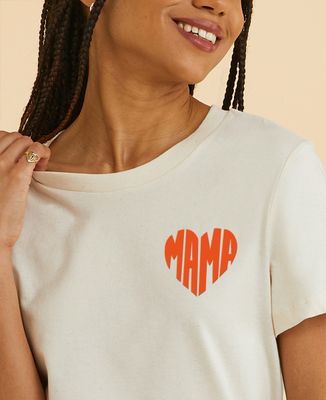 T-shirt femme Mama dans un coeur en velours - Cadeaux Maman, Future Maman