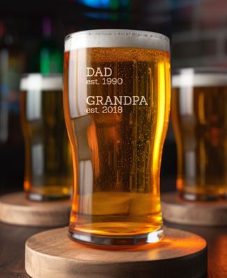 Beer glass Dad and Grandpa since engraved date - Aperitif, Papy's gift, Wedding
