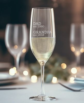 Champagne glass Dad and Grandpa since engraved date - Papy's gift, Wedding