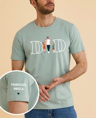 T-shirt per lui DAD illustrato e nomi sulla manica - Regali per papà