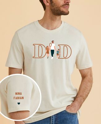 T-Shirt für Männer DAD illustriert und Namen auf dem Ärmel - Papa-Geschenke
