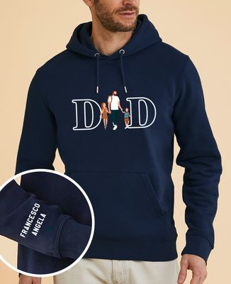 Hoodie per lui DAD illustrato e nomi sulla manica - Regali per papà