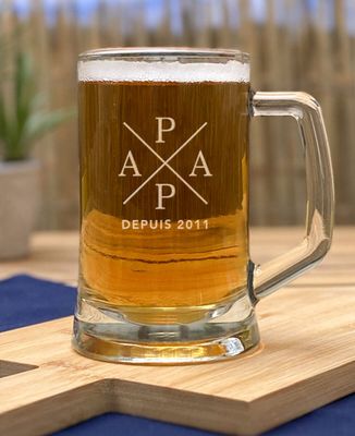 Chope de bière PAPA depuis date gravé personnalisé - Cadeaux Papa, Apéro