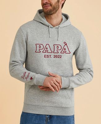 Hoodie per lui "Papà" e i nomi dei bambini sulla manica (effetto velluto) - Regali per papà