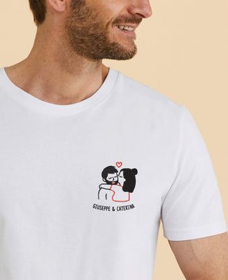 T-shirt per lui Coppia che si bacia ricamata personalizzata - Regali per coppie