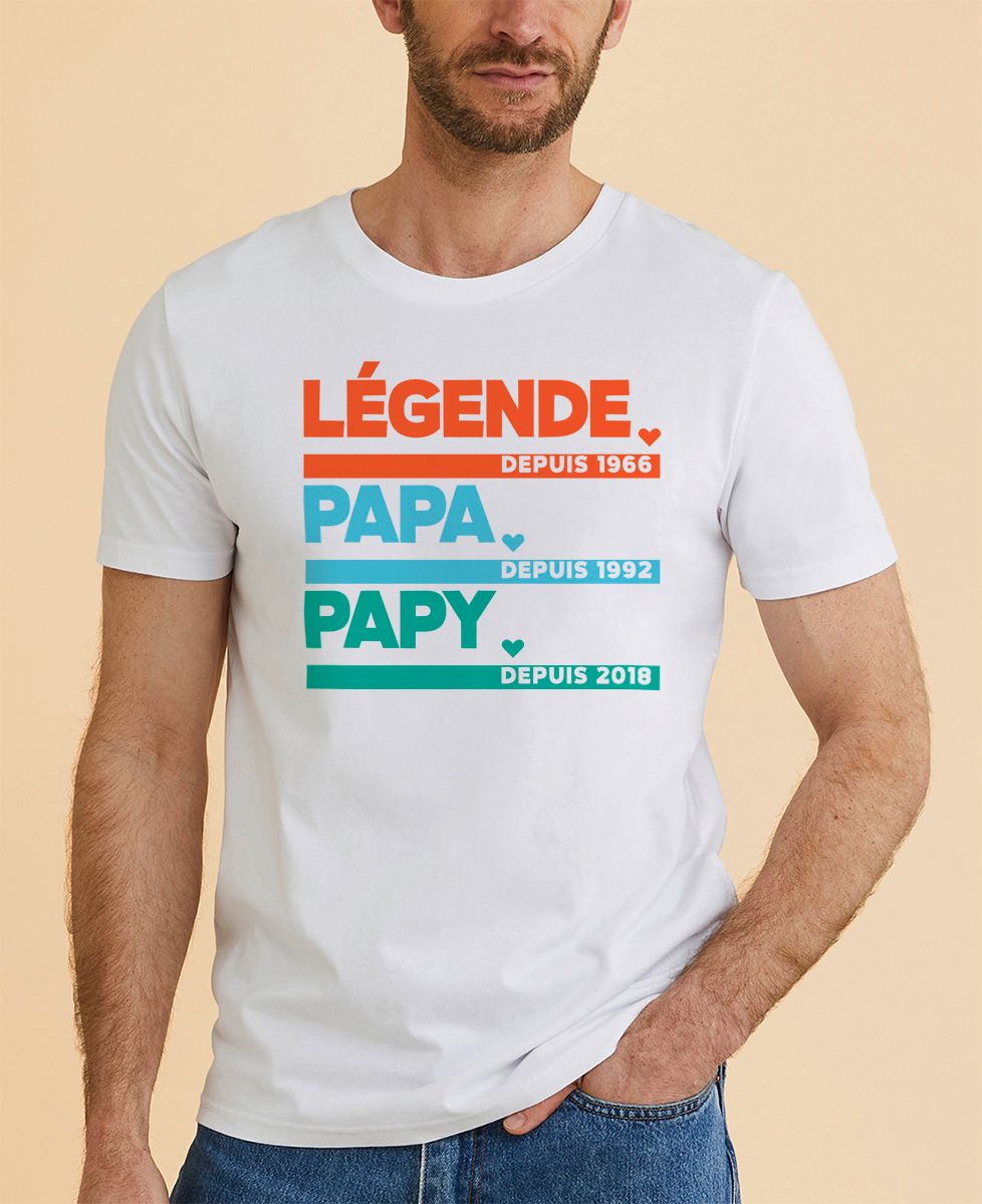T-shirt Légende Papa Papy personnalisé Monsieur TSHIRT