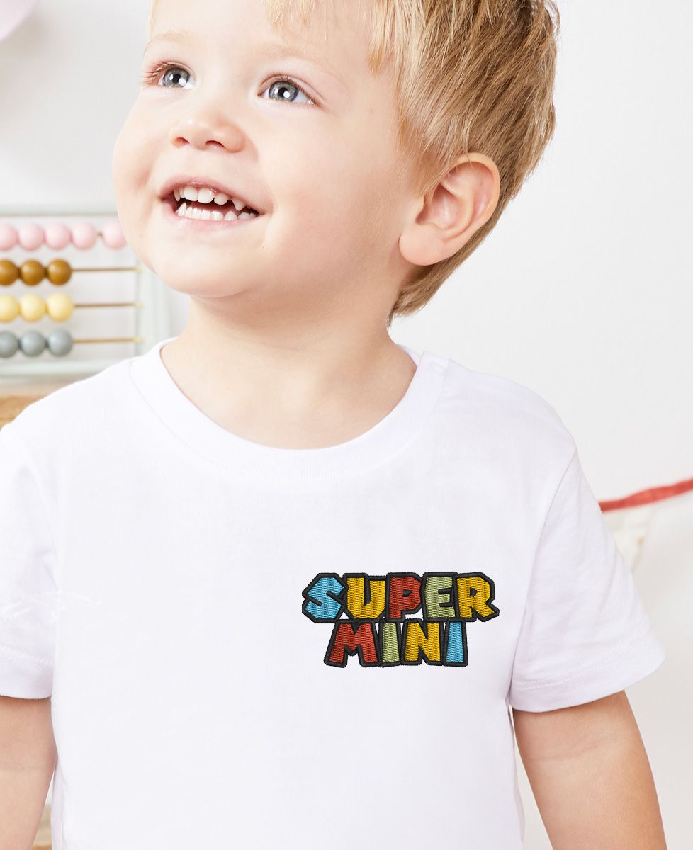 T-shirt bébé Super mini jeu vidéo brodé