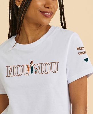 T-shirt femme Nounou illustré et prénom des enfants