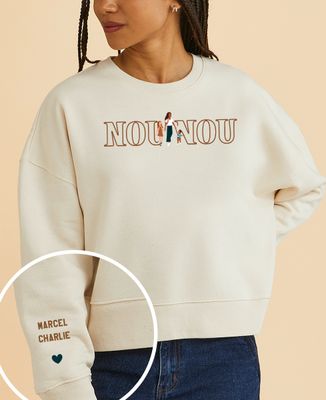 Sweatshirt femme Nounou illustré et prénom des enfants