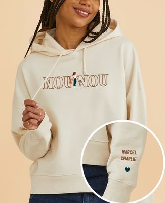 Hoodie femme Nounou illustré et prénom des enfants