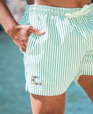 Short de bain recyclé Filgood Papa de prénoms multicolore brodé - Cadeaux Papa