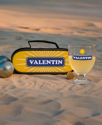 Duo Verre à pastis et Sacoche boules de pétanque Soleil anisé