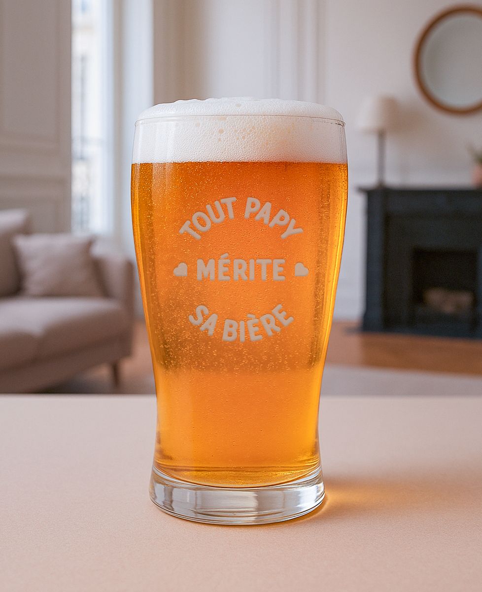 Planetee Chope à Bière 'Tout Travail Mérite Sa Bière' - Verre Humoristique 470 Ml, Imprimé En France