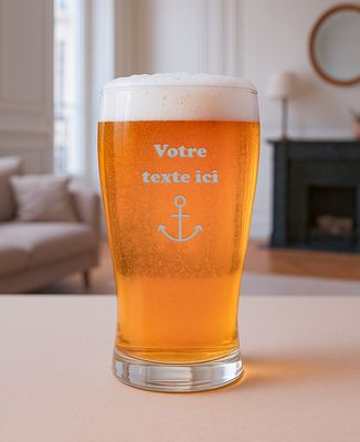 Verre à Bière Personnalisé Gravé - Modèle Grand Design 1 - Cadeau Idéal 568ml