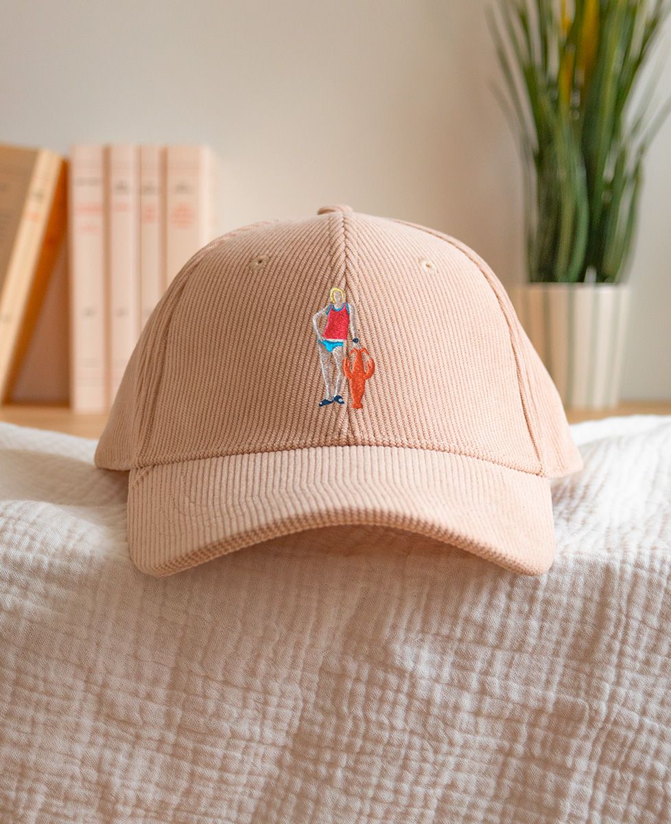 Casquette velours On attend pas Patrick (homard)