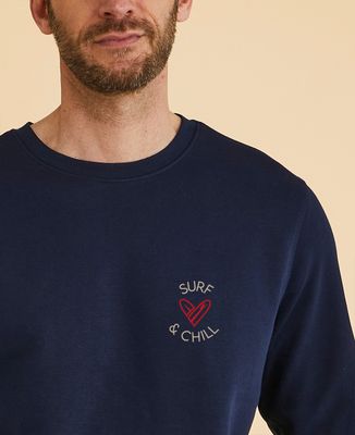 Sweatshirt homme Surf and chill planche