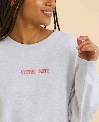 Sweatshirt Frau Individuelle zentrierte gestickte Nachricht