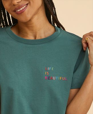 Women's T-Shirt Custom embroidered multicolored text