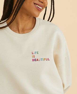 Custom embroidered multicolored text
