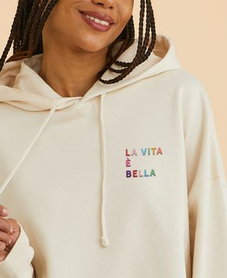 Hoodie per lei Testo personalizzato ricamato multicolore