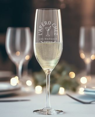 Flûte à champagne L'apéro chez les nom de famille gravé - Apéro, Mariage
