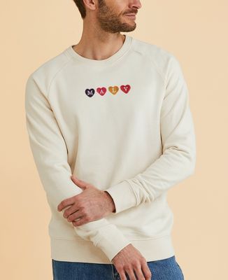 Men's sweatshirt Embroidered initials and multicolored hearts - Couple gifts