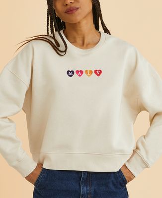 Women's sweatshirt Embroidered initials and multicolored hearts - Couple gifts