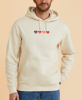 Men's hoodie Embroidered initials and multicolored hearts - Couple gifts
