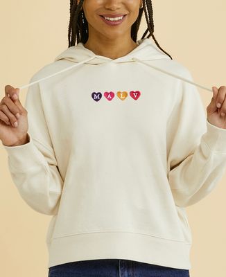 Women's Hoodie Embroidered initials and multicolored hearts - Couple gifts