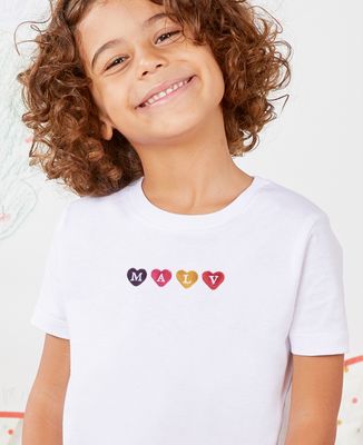 Child T-Shirt Embroidered initials and multicolored hearts - Couple gifts