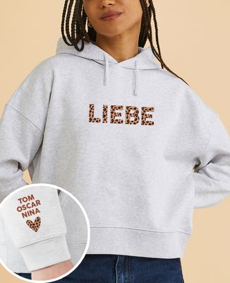 Hoodie Frauen Personalisierter Text Leopard und Vorname der Kinder