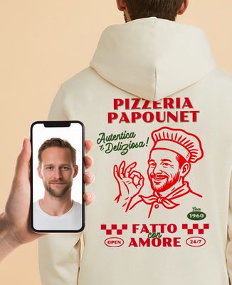 Hoodie homme Pizzeria et visage personnalisé