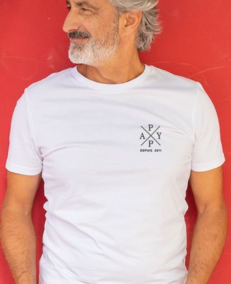 T-shirt homme PAPY depuis date brodé personnalisé - Cadeaux Papy