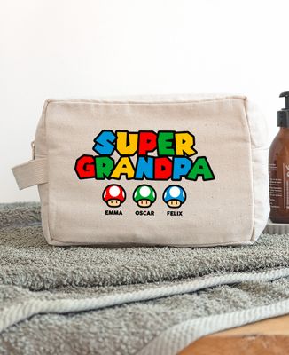 Toiletry bag Super Papy video game and his mushrooms