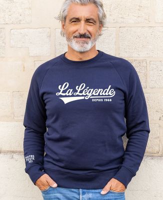 Sweatshirt homme La légende et texte sur la manche en velours - Cadeaux Papa, Cadeaux Papy