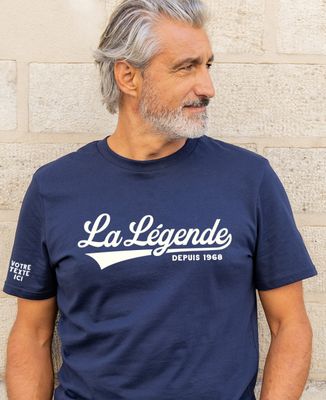 T-shirt homme La légende et texte sur la manche en velours - Cadeaux Papa, Cadeaux Papy