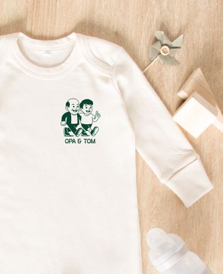Baby-Pyjama Opa und Enkelkind illustriert personalisiert - Geschenk Opa