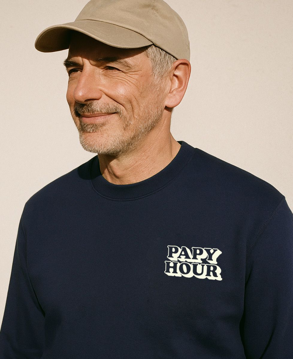 Sweatshirt homme Papy Hour (brodé) - Apéro, Cadeaux Papy
