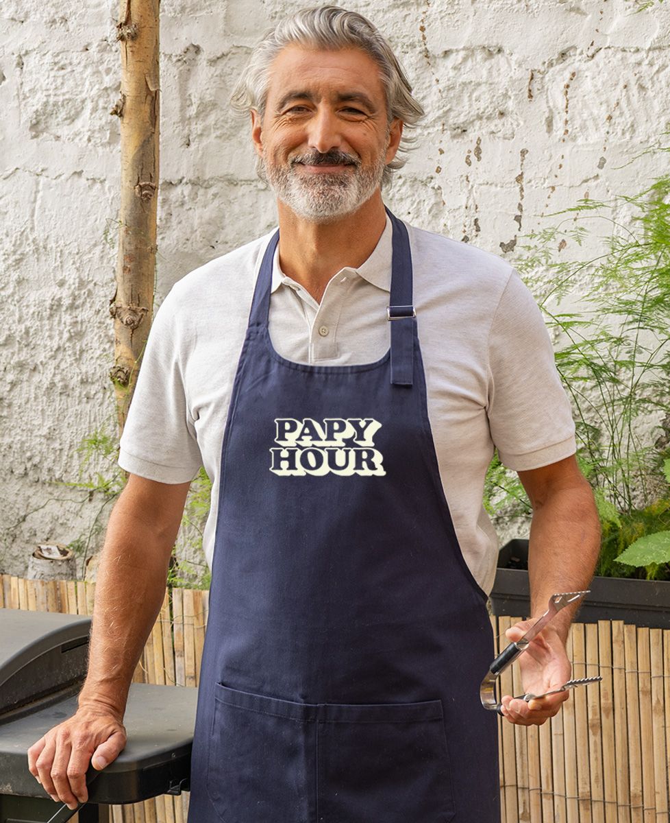 Tablier à poche Papy Hour (brodé) - Apéro, Cadeaux Papy
