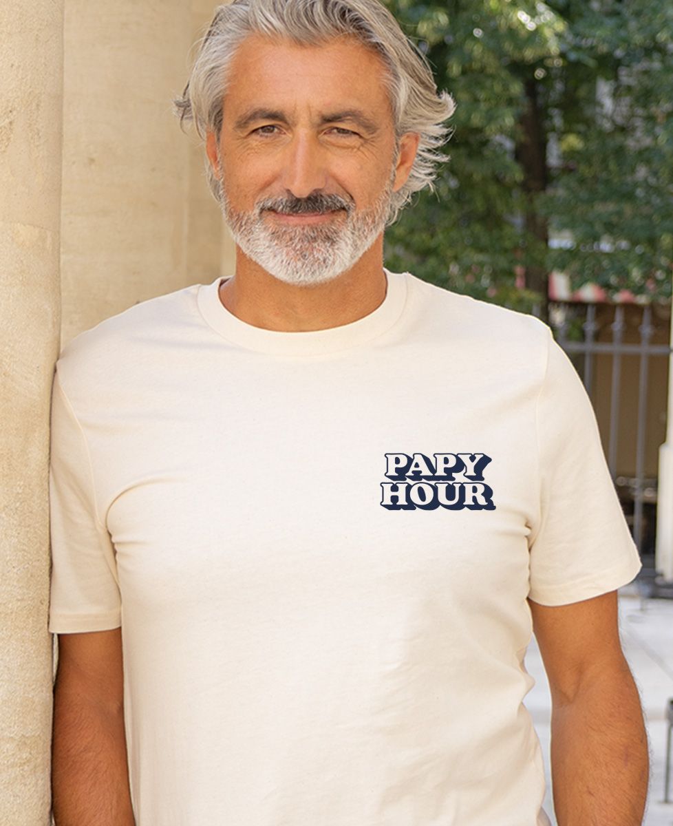 T-shirt homme Papy Hour (brodé) - Apéro, Cadeaux Papy