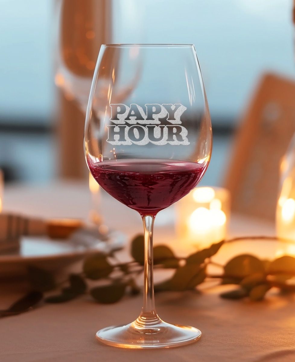 Verre à vin Papy Hour - Apéro, Cadeaux Papy, Mariage