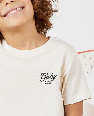 T-shirt bambino Nome e data ricamati e personalizzati - Regali per papà, Regali per la mamma, Regali per il nonno