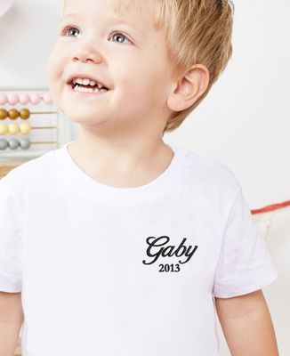 Camiseta de bebé Nombre y fecha bordados y personalizados - Regalos para papá, Regalos para mamá, El regalo del abuelo
